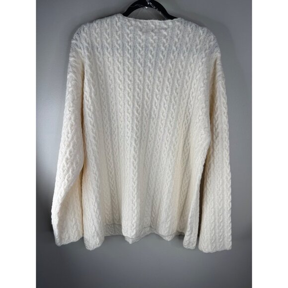 NEW POL Cream Embroidered Pink Heart Soft Sweater Oversized Size M Valentine - Picture 6 of 6